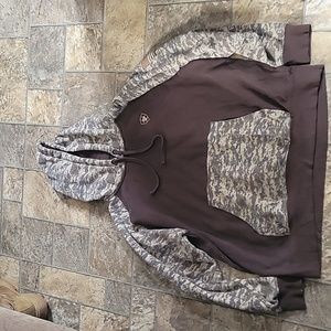 Mens Ariat patriotic brown/camo hoodie size Large